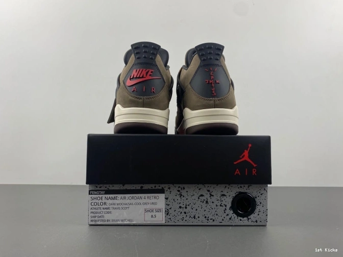 1st Kicks Jordan AJ4-882335 Travis Retro 4 Air Brown TS x Scott 0824